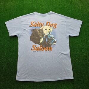 Vintage Buxy's Salty Dog Saloon Ocean City MD Graphic Tshirt Mens Large Blue